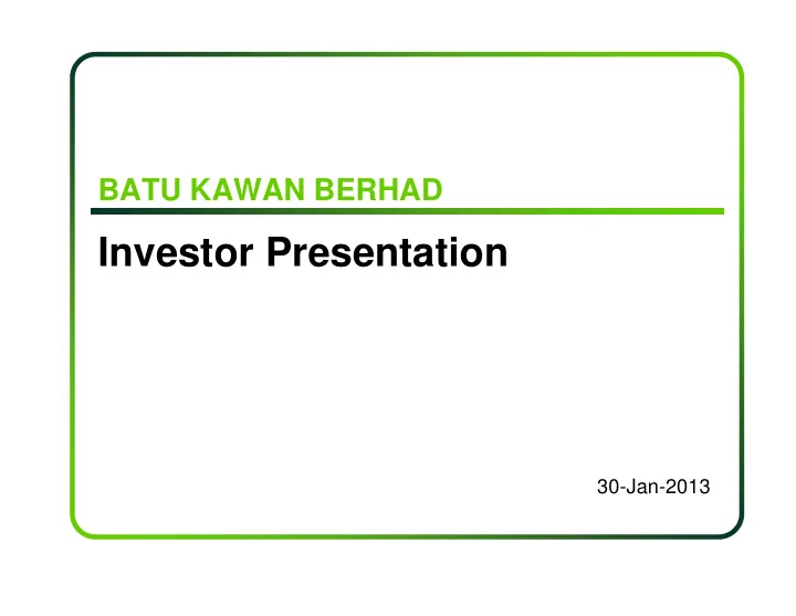 investor presentation