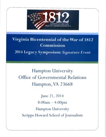 War of  COlnmission 2014 Legacy Symposillm: Sinnatu1&quot;e Event Hampton University Office of