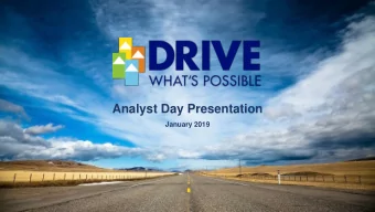 Analyst Day Presentation  January 2019  Forward-Looking Statements  This presentation contains