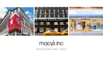 I N V E S T O R  D A Y  2 0 2 0  MACYS, INC. INVESTOR DAY 2020  SAFE HARBOR STATEMENT  All