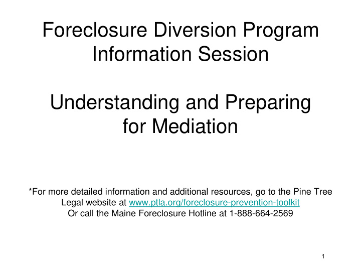 foreclosure diversion program information session