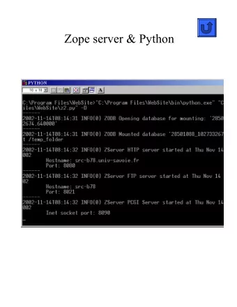Zope server &amp; Python  Zope Quick Start  Zope Management Interface  document management  to