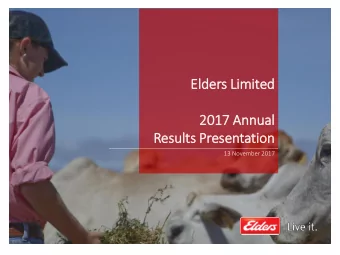 2017 Annual  Results Presentation  13 November 2017  Disc  iscla  laim  imer and im  important in