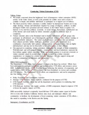 DHS created CVE  t guidance and coordinated with the interagen cy to expand grant funding fur