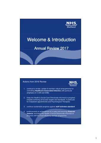 Welcome &amp; Introduction  Welcome &amp; Introduction  Annual Review 2017  Annual Review 2017