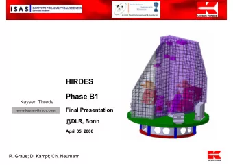 HIRDES  PhaseB1  Kayser Threde  FinalPresentation  www.kayser#threde.com  @DLR,Bonn