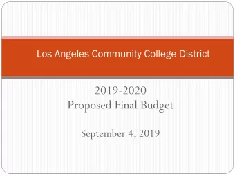 2019-2020  Proposed Final Budget  September 4, 2019  Governo  nors  s Signe  ned B  Budget