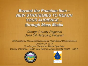 Beyond the Premium Item   NEW STRATEGIES TO REACH  YOUR AUDIENCE  through Mass Media  Orange