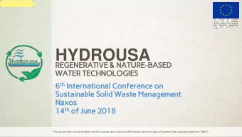 HYDROUSA  REGENERATIVE &amp; NATURE-BASED  WATER TECHNOLOGIES th International Conference on 6 th