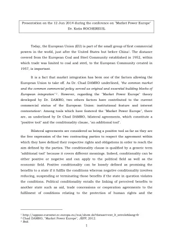 Presentation on the 12 Jun 2014 during the conference on &quot;Market Power Europe&quot;  Dr. Katia