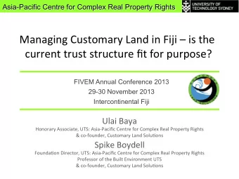 current  trust  structure  fit  for  purpose?    FIVEM Annual Conference 2013