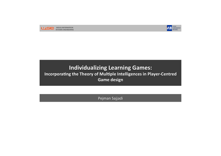 individualizing learning games