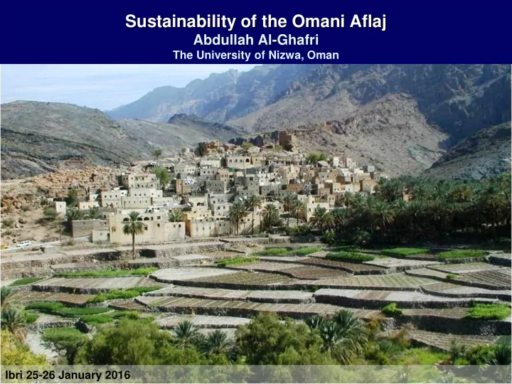 sustainability of the omani aflaj