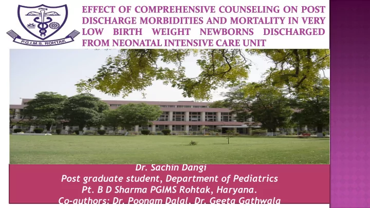 dr sachin dangi post graduate student department of