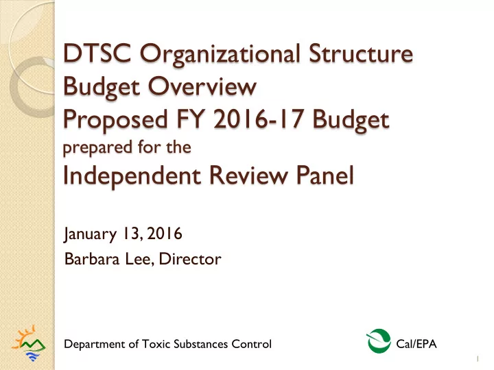 dtsc organizational structure budget overview proposed fy