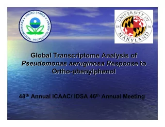 Global Transcriptome  Transcriptome Analysis of  Analysis of  Global  Pseudomonas aeruginosa