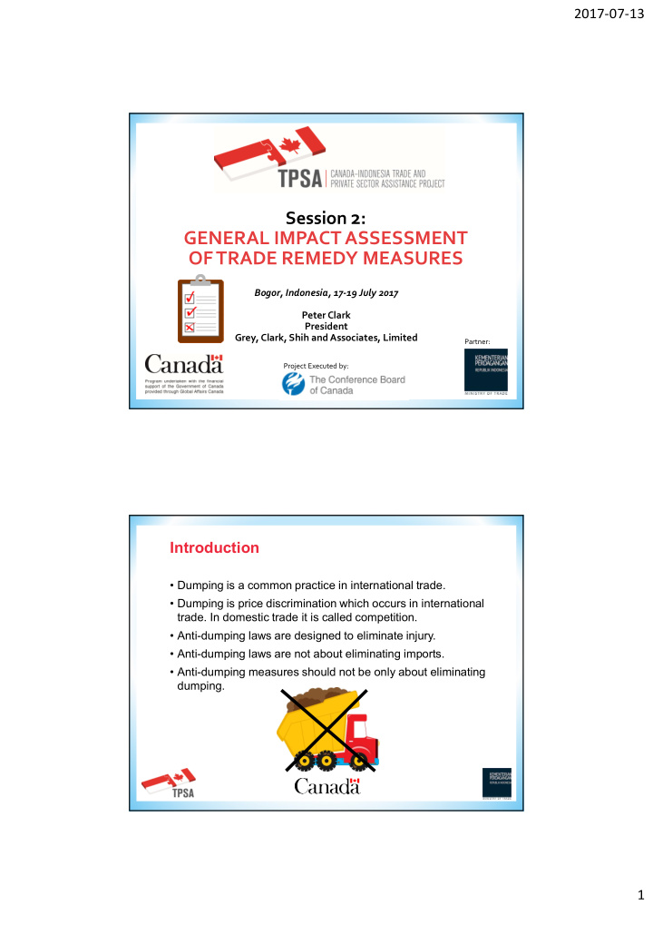 general impact assessment of trade remedy measures