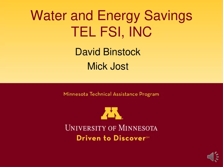 water and energy savings