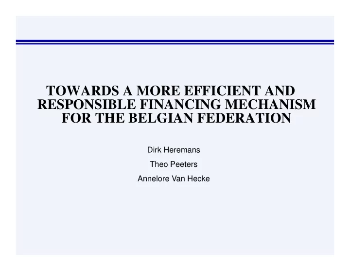 towards a more efficient and responsible financing