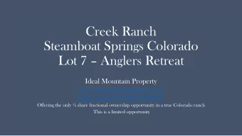 Creek Ranch  Steamboat Springs Colorado  Lot 7  Anglers Retreat  Ideal Mountain Property