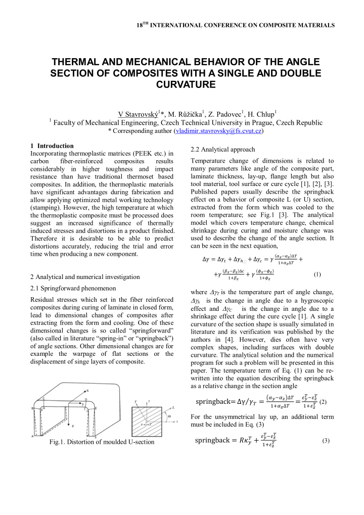 thermal and mechanical behavior of the angle section of
