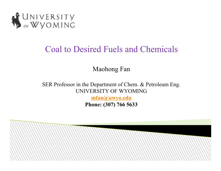 coal to desired fuels and chemicals