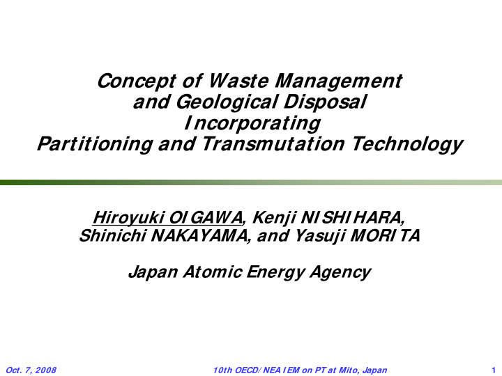 concept of waste management and geological disposal i