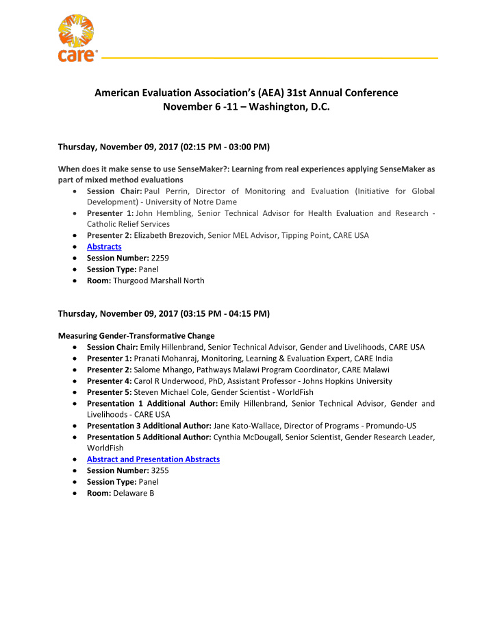american evaluation association s aea 31st annual