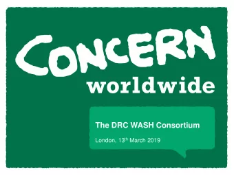 The DRC WASH Consortium London, 13 th March 2019  Water, sanitation and hygiene in DRC