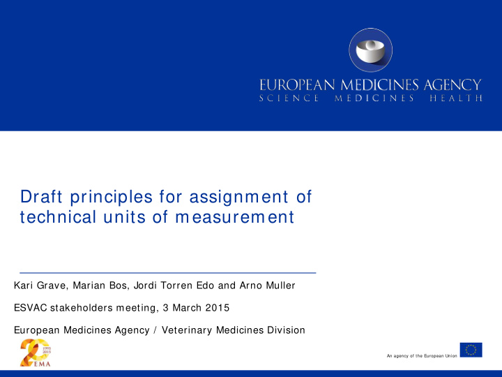 draft principles for assignment of technical units of