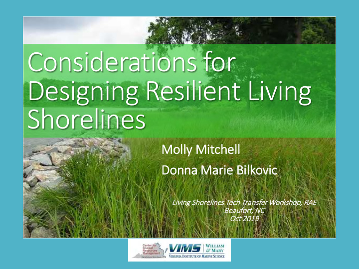 considerations for designing resilient living shorelines
