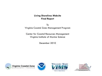 Center for Coastal Resources Management  Virginia Institute of Marine Science  December 2010  This