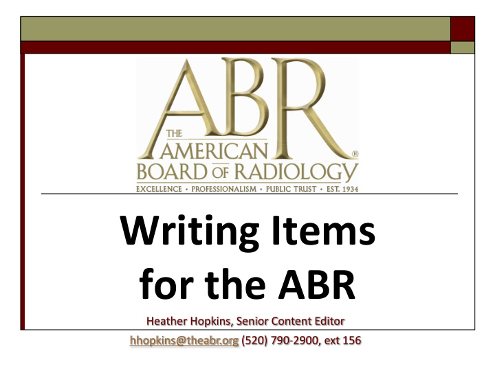 writing items for the abr