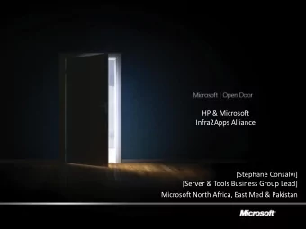 [TITLE  LE]  HP &amp; Microsoft Infra2Apps Alliance  [Stephane Consalvi]  [Server &amp; Tools