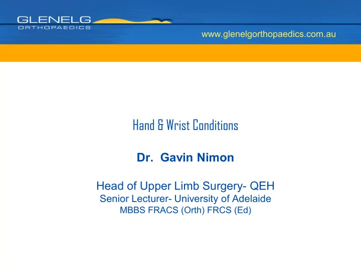 hand amp wrist conditions