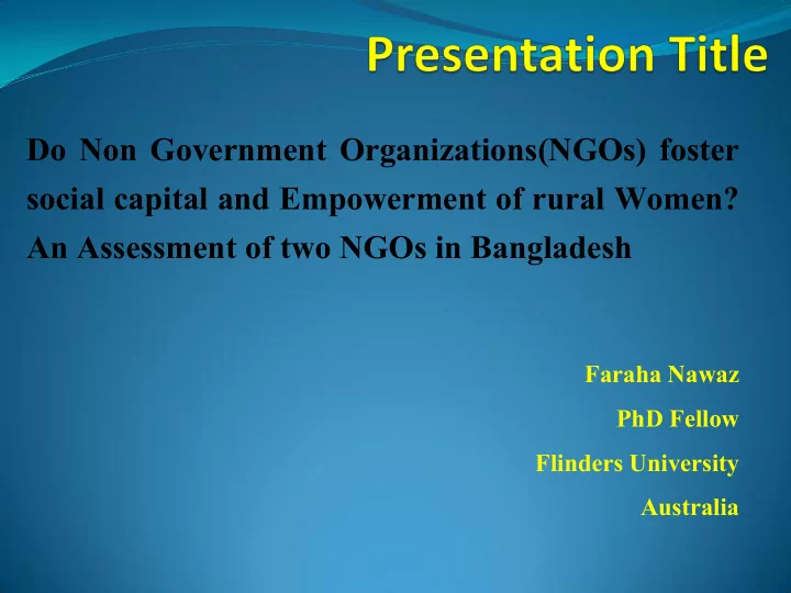 do non government organizations ngos foster social