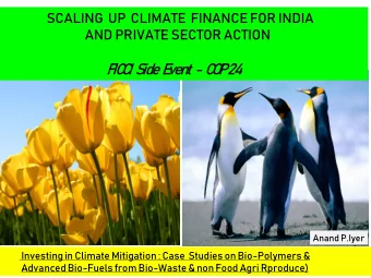 F  IC  C  I  S  ide  E  vent  - C  O  P  24  Anand P.Iyer  Investing in Climate Mitigation : Case