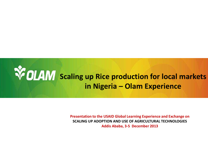 scaling up rice production for local markets in nigeria
