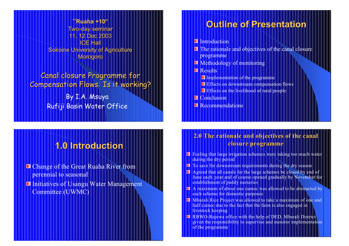 outline of presentation outline of presentation