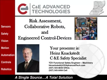 Risk  k Assessment  ssessment,  Colla  ollabor  borativ  tive Robots  Robots,  ,  Sensors  and  an