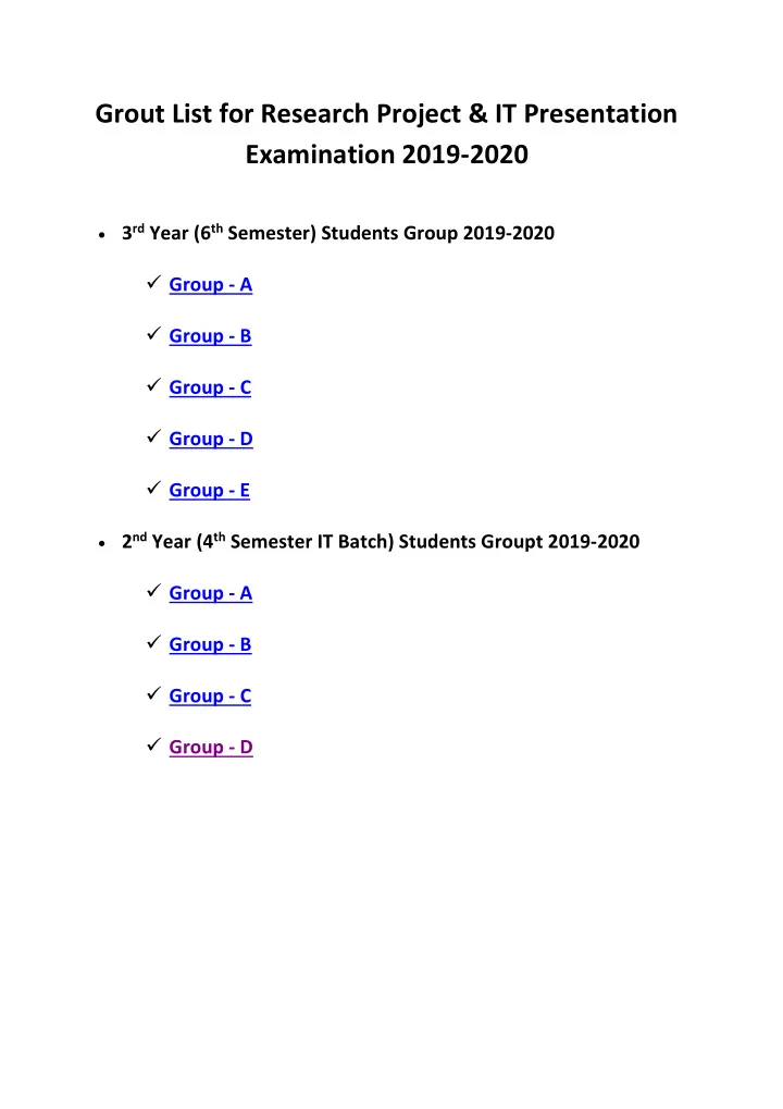 grout list for research project it presentation