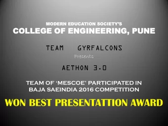 WON BEST PRESENTATTION AWARD  PRIDE OF MESCOE-THE WINNING TEAM  THE WINNERS OF SALES PRESENTATION