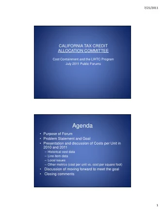 Agenda   Purpose of Forum   Problem Statement and Goal   Problem Statement and Goal