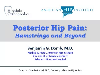 Posterior Hip Pain:  Hamstrings and Beyond  Benjamin G. Domb, M.D.  Medical Director, American Hip