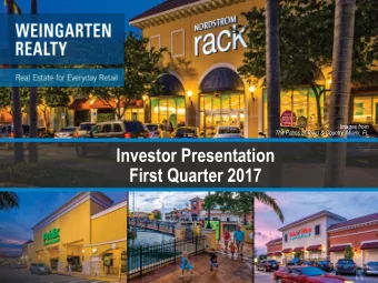 Investor Presentation  First Quarter 2017  Forward Looking Statements  Statements included herein