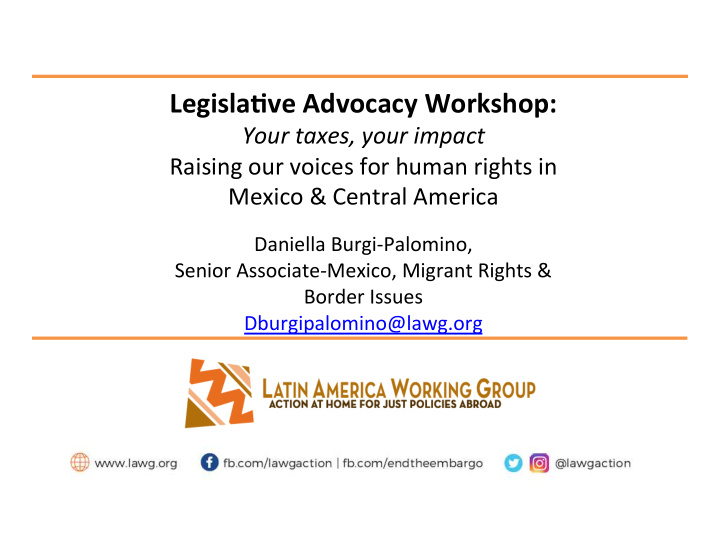 legisla ve advocacy workshop