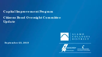 Capital Impr  ove me nt Pr  ogr  am  Citize ns Bond Ove r  sight Committe e  Update  Se pte mbe r