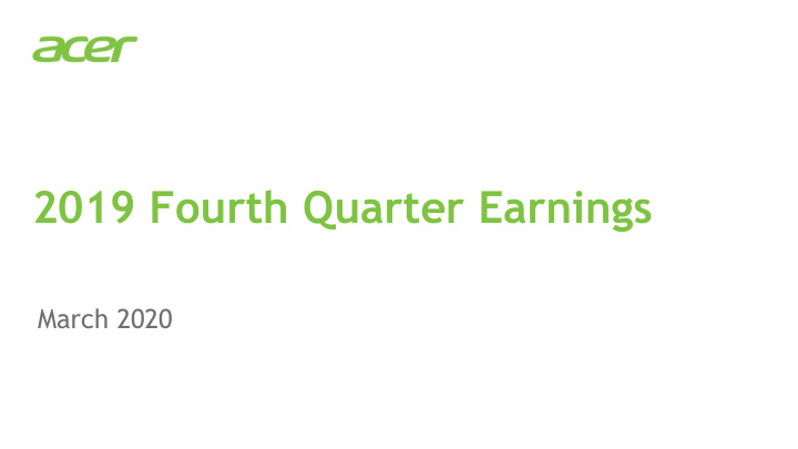 2019 fourth quarter earnings