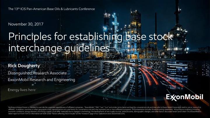 principles for establishing base stock interchange