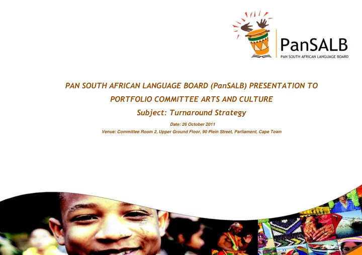 pan south african language board pansalb presentation to